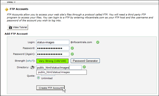 Creating an FTP Account on the Web-Hosting Account
