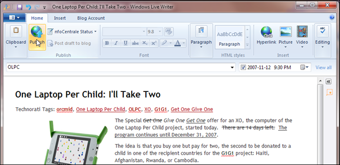 The draft opens up in Windows Live Writer, ready for any repurposing/reposting.
