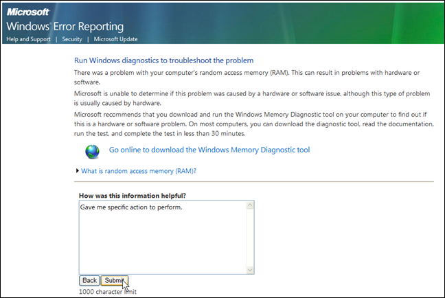 [F11xx13] Error Report for Suspected Memory Problem